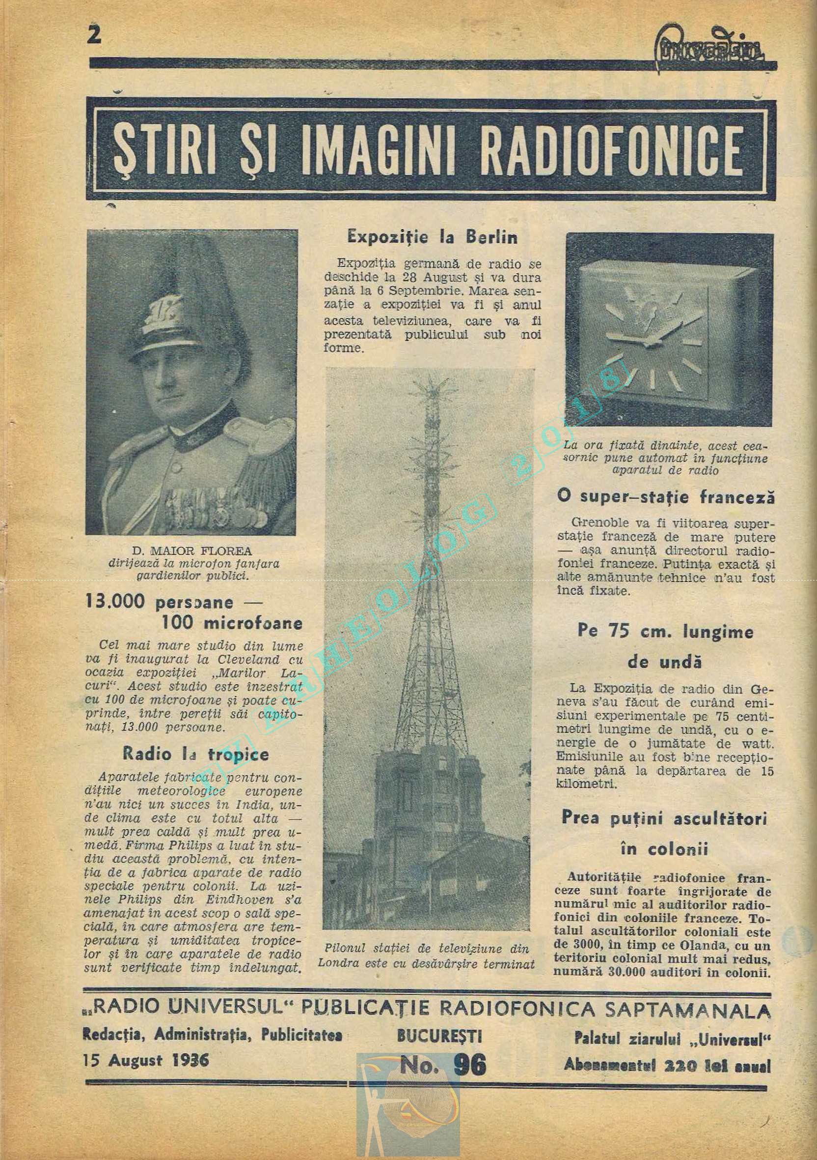 Rendition angel canal 1936-96 Radio Universul 16-22 august 1936 – Arheologie Tv 10.0